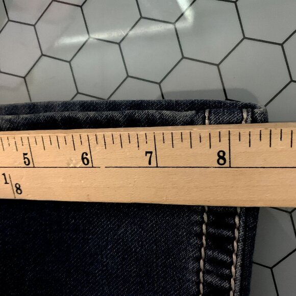 Seven7 Slimboot Jeans Womens 8 Distressed Whisker Front Thick Stitch Embroidered - Picture 8 of 13